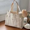 Large‑Capacity Canvas Tote Bag, College Style Student Shoulder Bag, Reusable Shopping Handbag for Work Commute