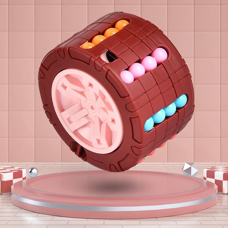 

3D Cylinder Cube Toy Magical Bean Gyro Rotate Slide Puzzle Games Relieve Stress Children Educational Montessori Infant Toy Gift червоний