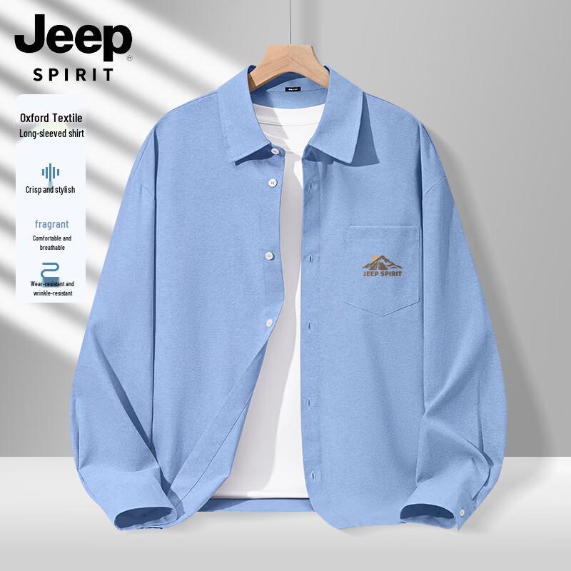 JEEP SPIRIT Men's Casual Long-Sleeve Collared Shirt