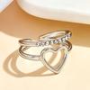 Elegant Double Row Heart Ring: Versatile Open Design with Inlaid Diamonds