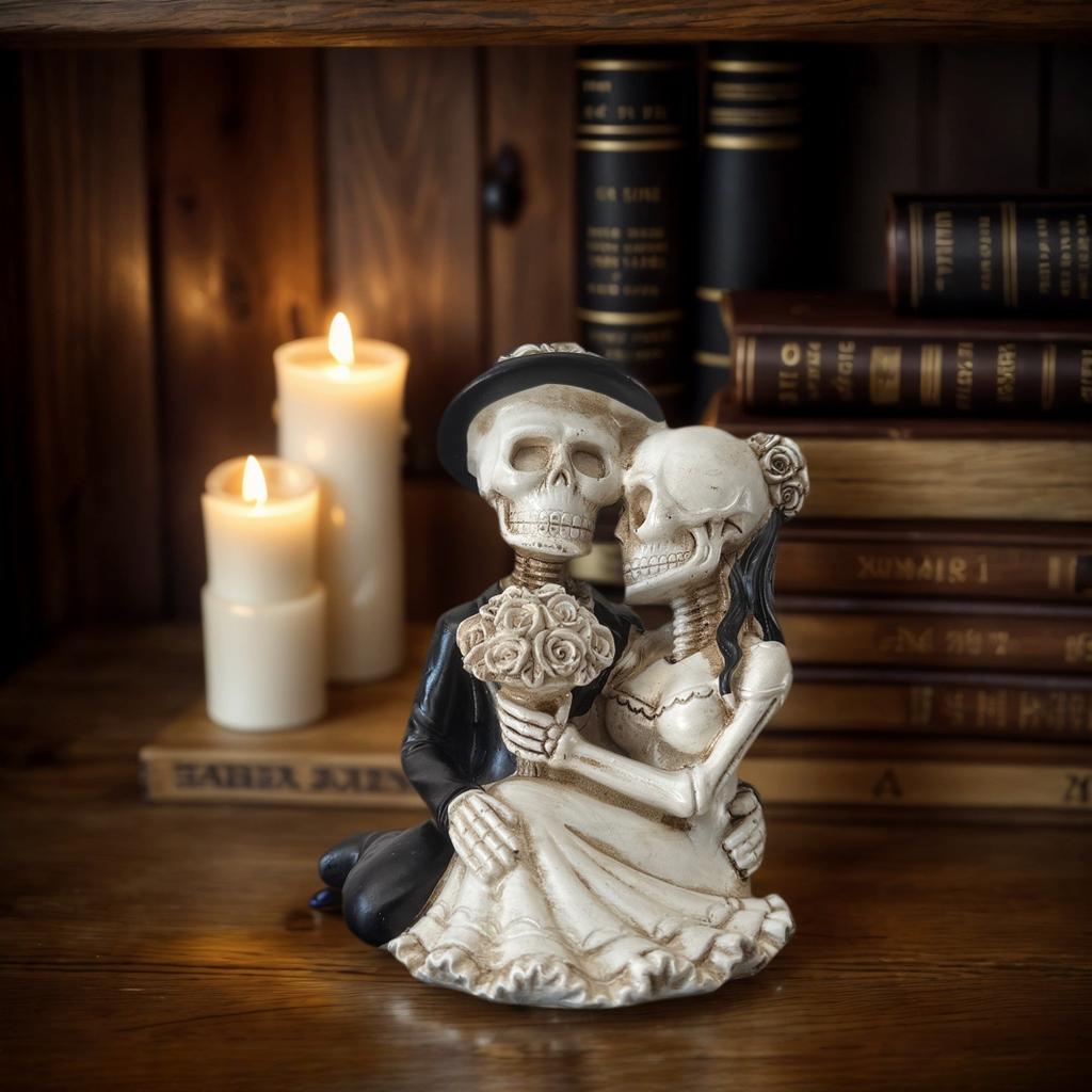 Halloween Skeleton Couple Figurine, Haunted House Props,