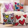 Lovely Heart of Love My Beloved Cushion Cover Natural Linen Organic Fabric DoubleSided Printing Sofa Home Decor Breathable