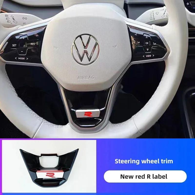 lmn1 Car Decoration Accessories Steering Wheel Logo Cover Trim Sticker For VW GTI R Line Polo Golf Passat Scirocco Tiguan Jetta T-ROC