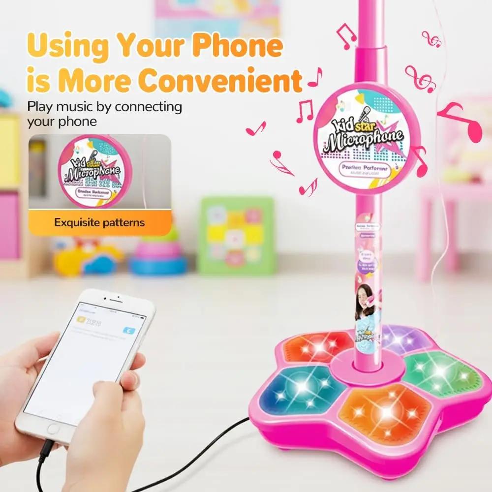 Kids Microphone Stand Toy Portable Children'S Karaoke Electronic Durable Party Karaoke Microphone Stand Machine Birthday Gifts