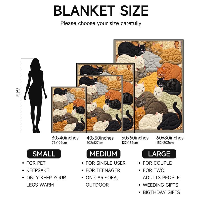 1 piece cat-themed flannel blanket, soft and cozy, suitable for sofa, bed, office, all-season use, featuring warm colors.