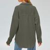 Women's Pocket Blouse Solid Color Casual Loose Long Sleeve Top