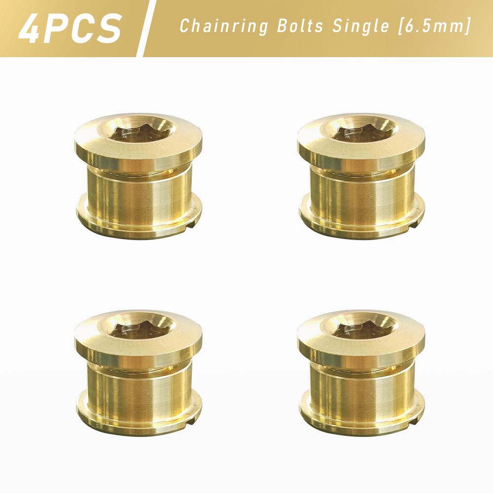 KRSEC 4/5PCS Titanium Alloy Chainring Bolts Single Double Chainring Screws Mountain Road MTB Bike Crank Bolts 6.5/10.5mm Parts 4pcs G-6.5mm