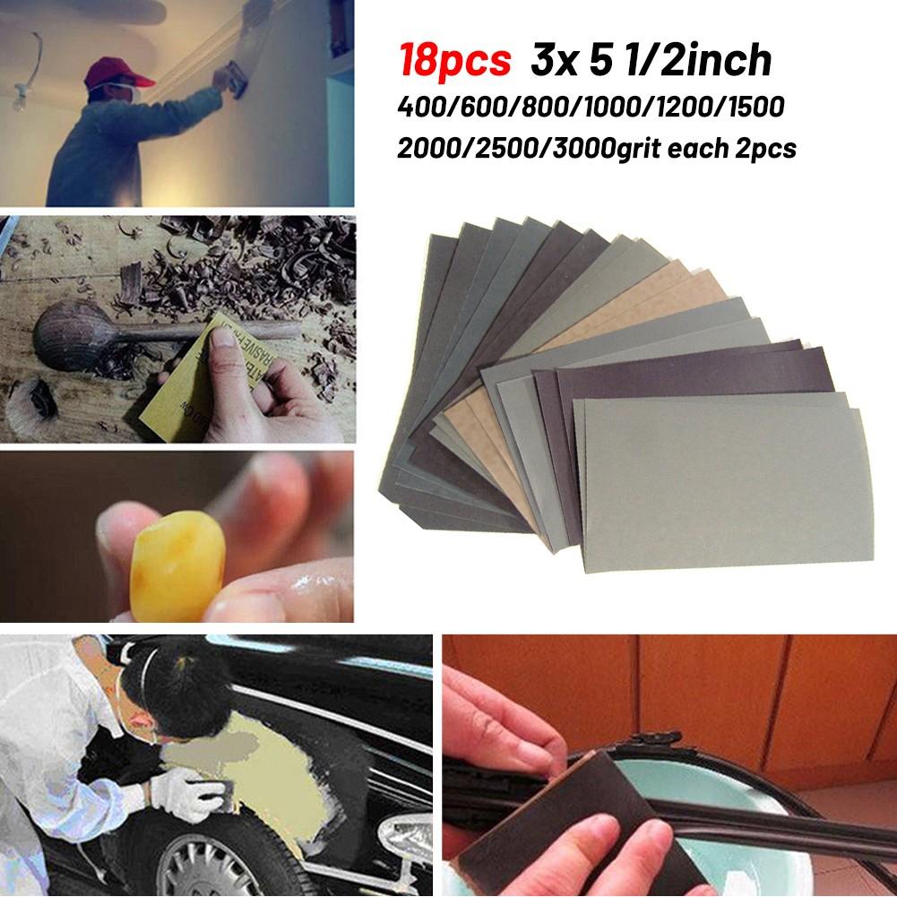All Purpose WetDry Sandpaper Set Pack of 18pcs for Precise Polishing and Grinding 400600800100012001500200025003000grit