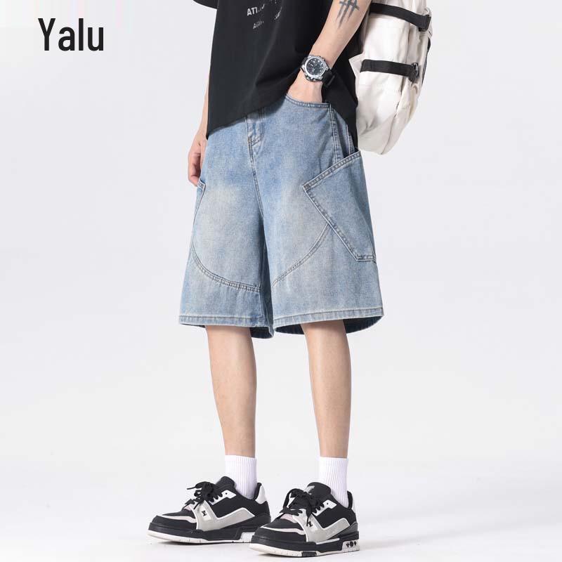 Yalu Men s Retro Washed Denim Cargo Shorts XL