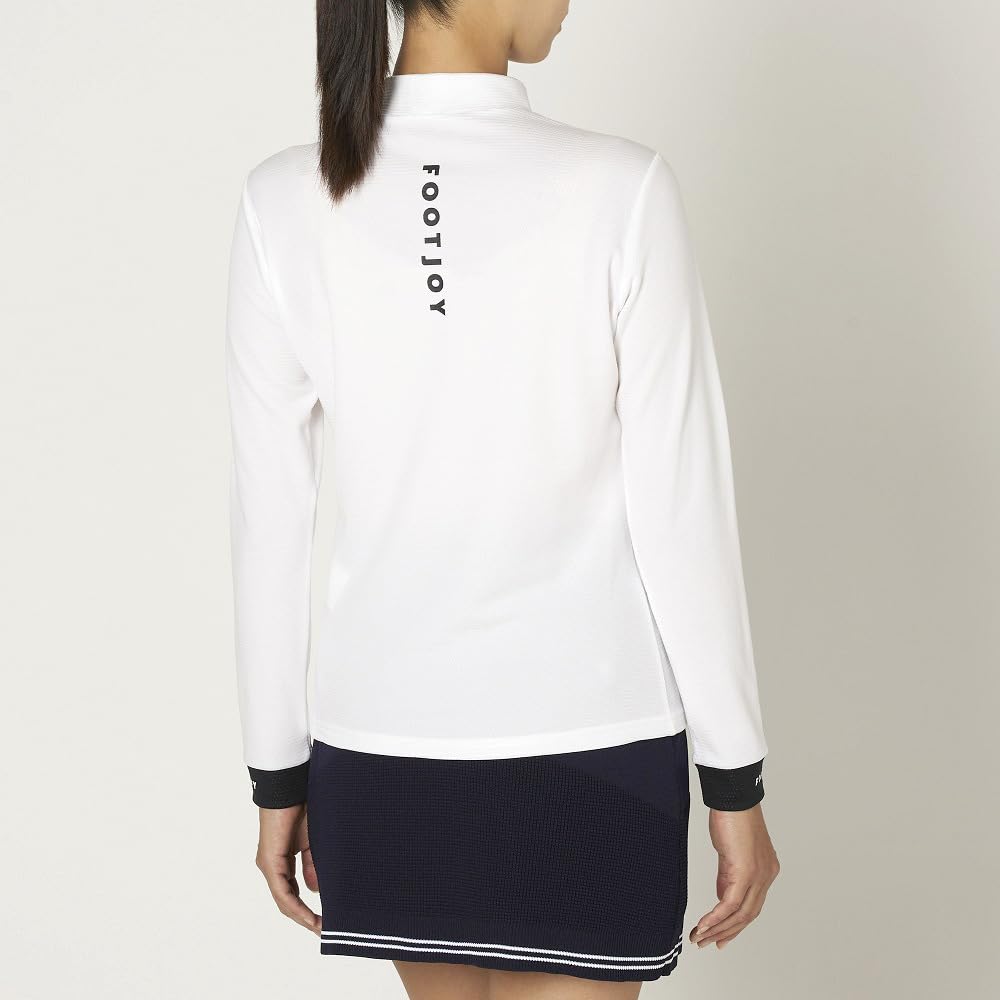 FootJoy DRY THROUGHLIGHT Color Sleeve Long Sleeve Mock Neck Shirt, White, Women's, Size XL (FJW-F24-S03, 32266-XL)
