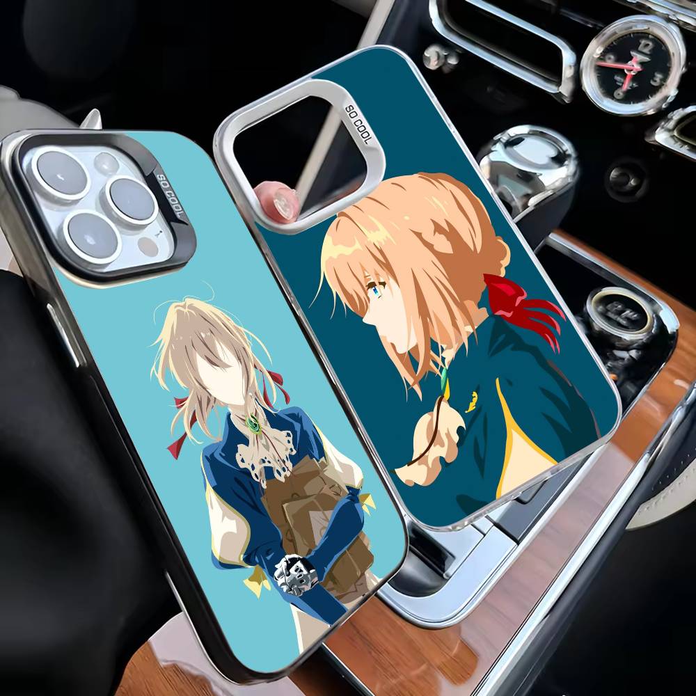 V-Violet Evergarden Phone Case For iPhone17,16,15,14,13,12,11 Plus,Pro Max White Matte Shockproof Cover