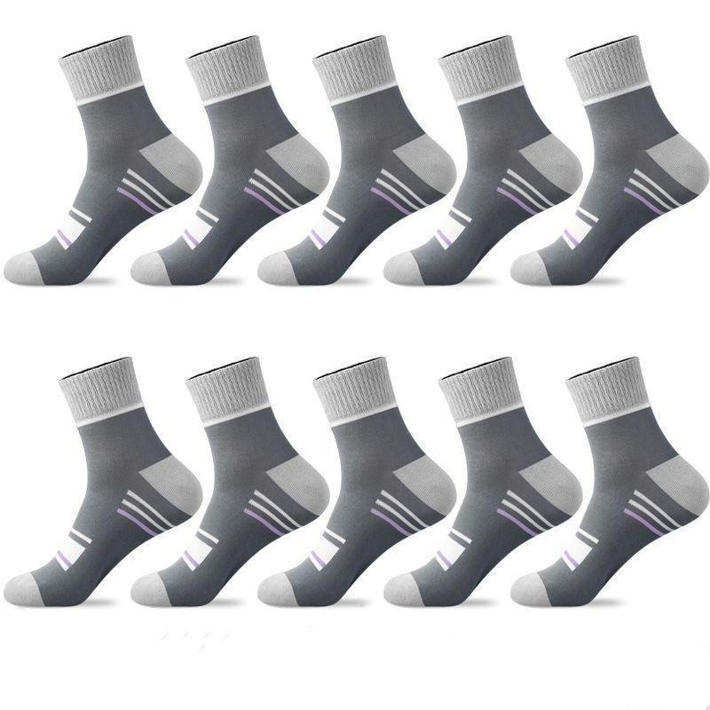 1/5/10 Paar Herren Gestreifte Mid-Calf Sportsocken Atmungsaktive Socken Freizeitsocken