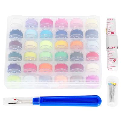 Bobbin with Thread Transparent Spool Sewing Embroidery Machine Accessories 36 Color Set