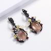 Newest Fashion Inlaid Hetian Jade Lotus Beads Earrings  Silver Retro Temperament Palace Ethnic Style Ladies Earrings