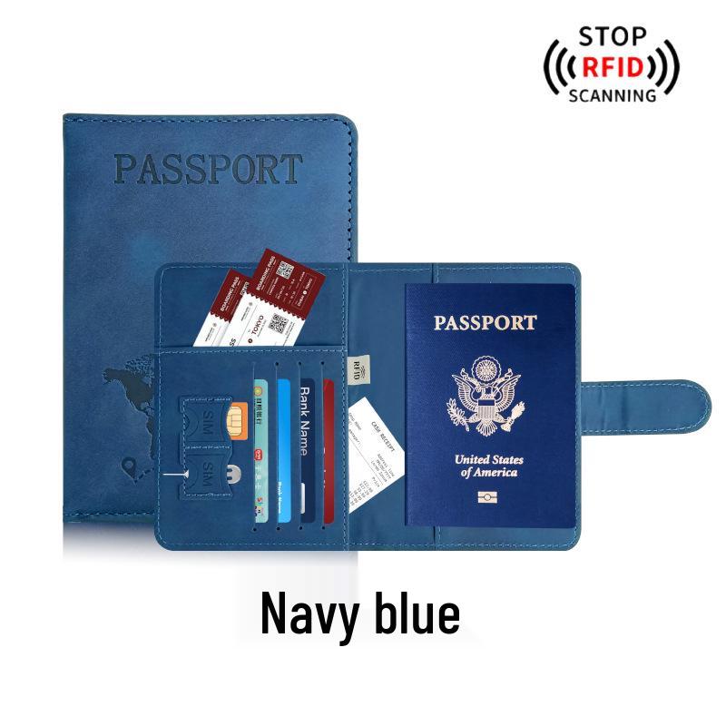 Farbwechselnder PU-Leder-Reiseausweishalter & Gepäckanhänger-Set mit RFID-Schutz