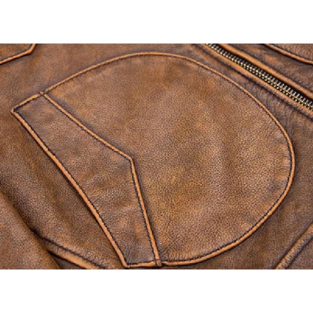 Chinese Size Vintage Men Leather Jacket Soft Genuine Cowhide Spring Autumn