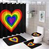 Rainbow Pride Gay Flag Shower Curtain Set Bath Mat Bathroom Toilet Carpet Floor Rug Lesbian Peace Lgbt Home Decor