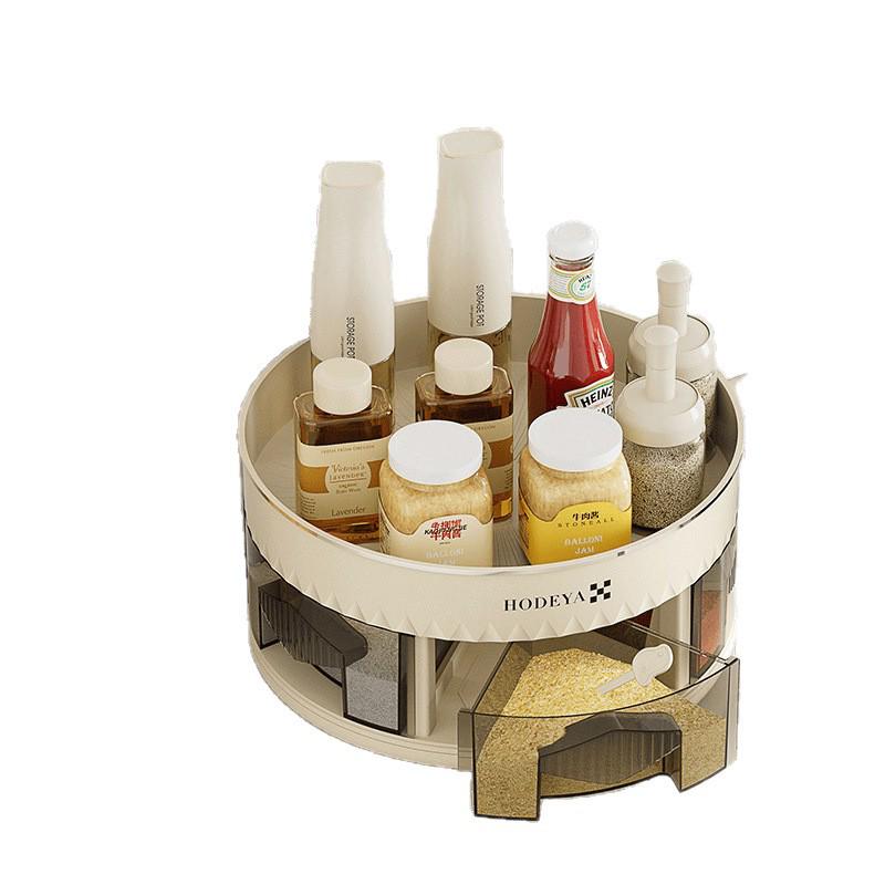 Dönen Mutfak Baharatlık & Baharat Düzenleyici - Şişeler ve Kavanozlar için Çok Fonksiyonlu Köşe Depolama
