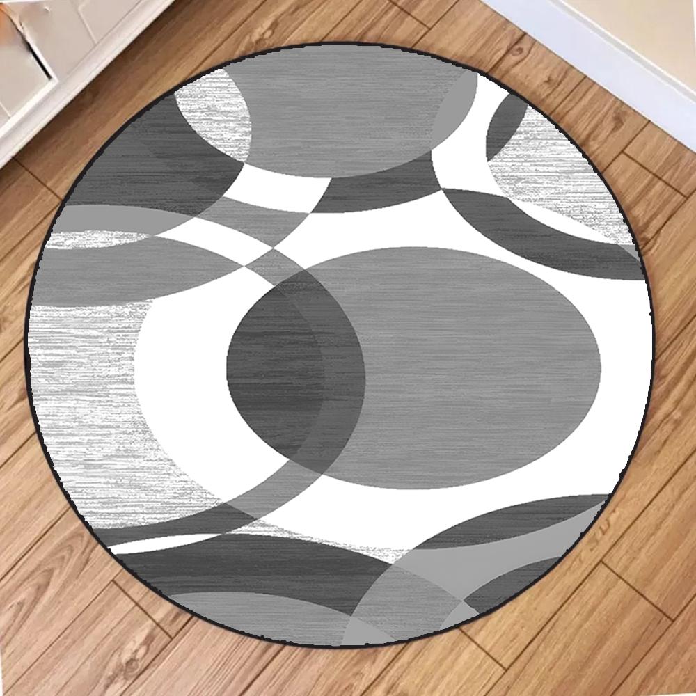 Nowoczesny Wzór Blokowy Okrągły Dywan Dywany Okrągłe do Dekoracji Salonu Sypialni Mata Antypoślizgowa Dywanik Obszarowy Pod Sofę Krzesło Dekoracja Domu