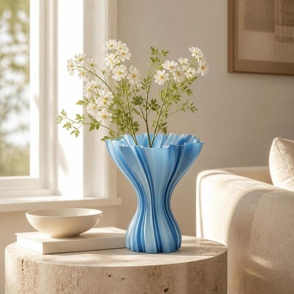 Nordic Style Dress Hem Vase Creative 3D Printing Minimalist Vase Modern Art Twisted Design Desktop Ornament Table