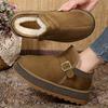Winter Buckle Detor Ankle Boots Women Fashion Shiny Thick Bottom Snow Boots Woman Faux Suede Short Plush Warm Snow Boots Female