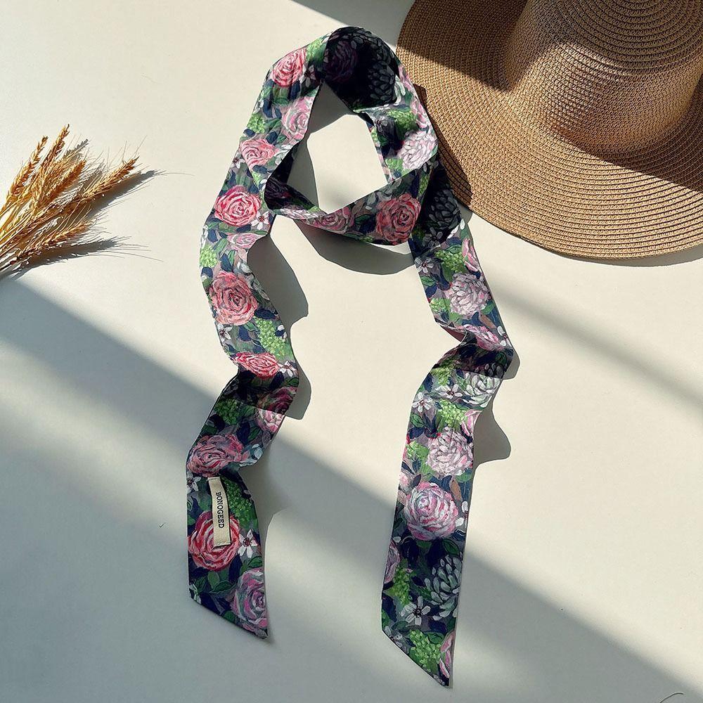 Flower Field Oil Painting Scarf Cotton Extended Long Ribbon Neckerchief Scarf Headband  Women