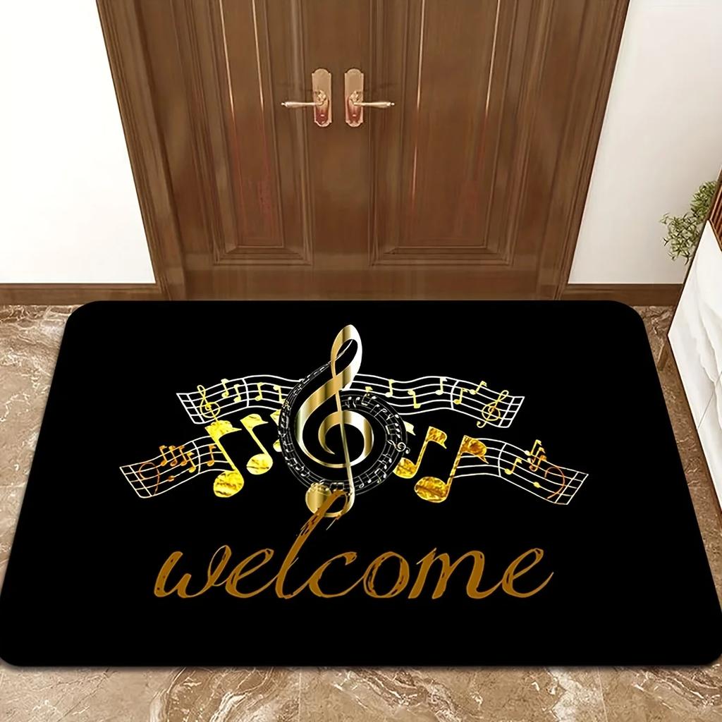 Luxury Music Note Mat for Music Lover Home Indoor Entryway Living Room Piano Room Non-Slip Super Absorbent Durable Art Decor Mat