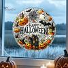 Pumpkin Ghost Wall Stickers Halloween Stained Glass Style Static Window Clings, Waterproof PVC Bat Seasonal Home Accents Haunted House Decals,