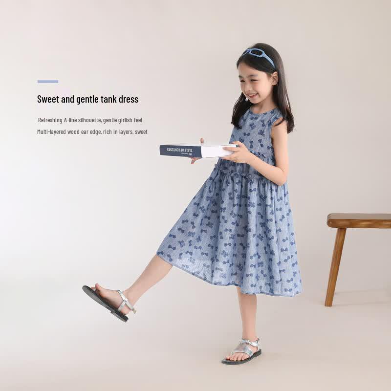 LUSON Girls Summer Butterfly Sleeveless Dress 130