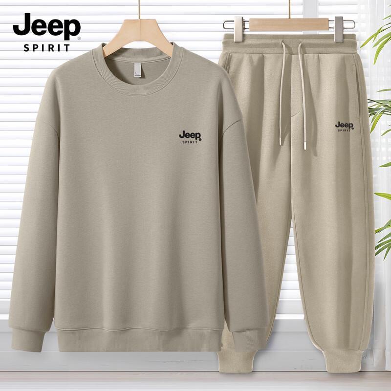 JEEP SPIRIT Men's 2025 Autumn Loose Fit Sweatshirt & Sweatpants Set
