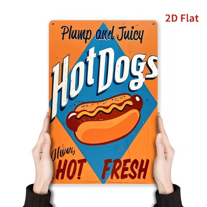 Tin Sign Hot Dogs Retro Style Funny Wall Decor Metal Poster Plump Herbs Hot Fresh Kitchen Dining Bar Garage Man Cave Plaque Gif