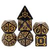 Cusdie 25mm Riesige DND Würfel Schlossmuster Harz Polyedrisches Würfelset mit Lederbeutel für D&D Pathfinder Rollenspiel Brettspiele
