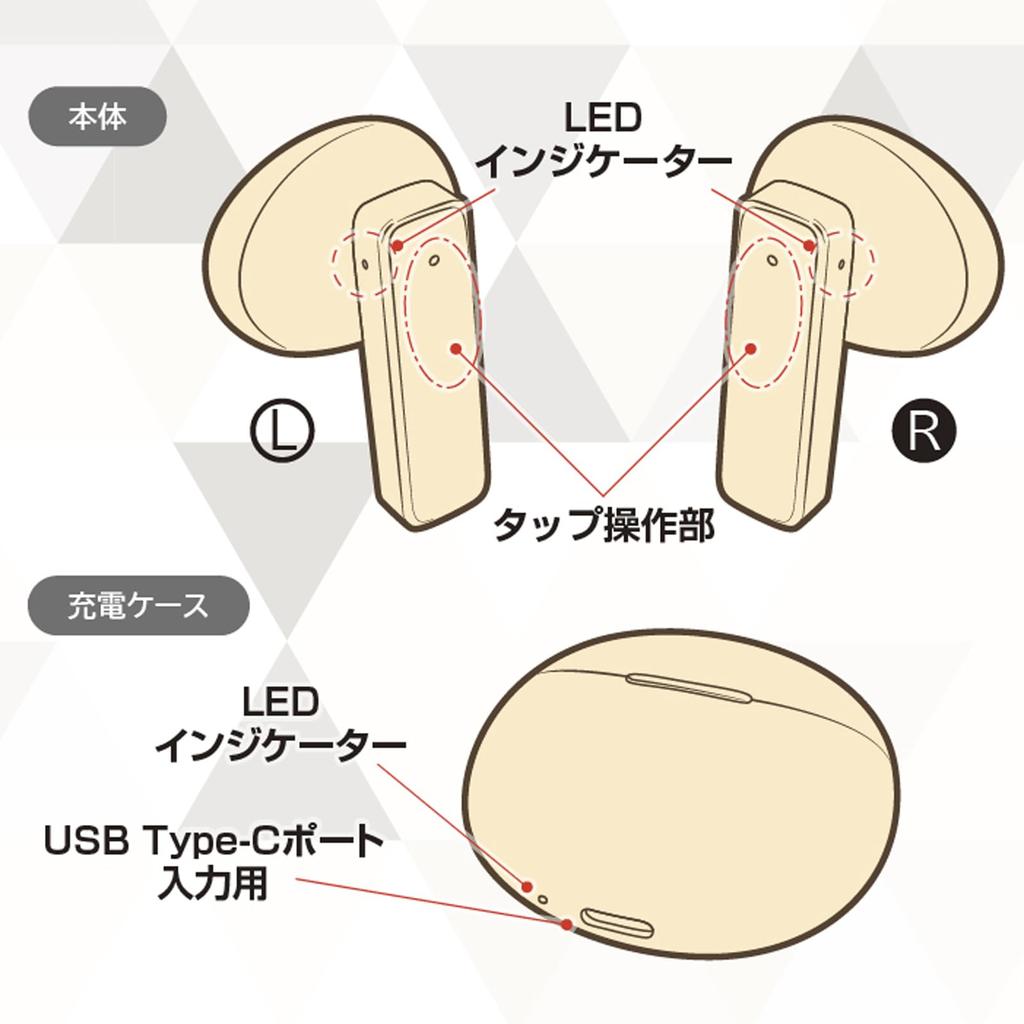 Kashimura Fully Wireless Stereo Earphones Pastel Beige NBL-133 3 Types Good Sound Everyday Use