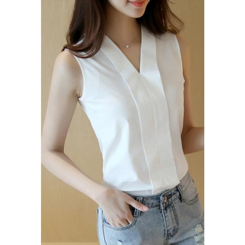 Summer Sleeveless Blouse Loose Chiffon Women's Top T-Shirts