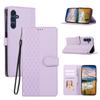 For Samsung Galaxy S25+/S24+ Case 3D Rhombus Grid Imprinted Wallet Leather Phone Cover with Lanyard