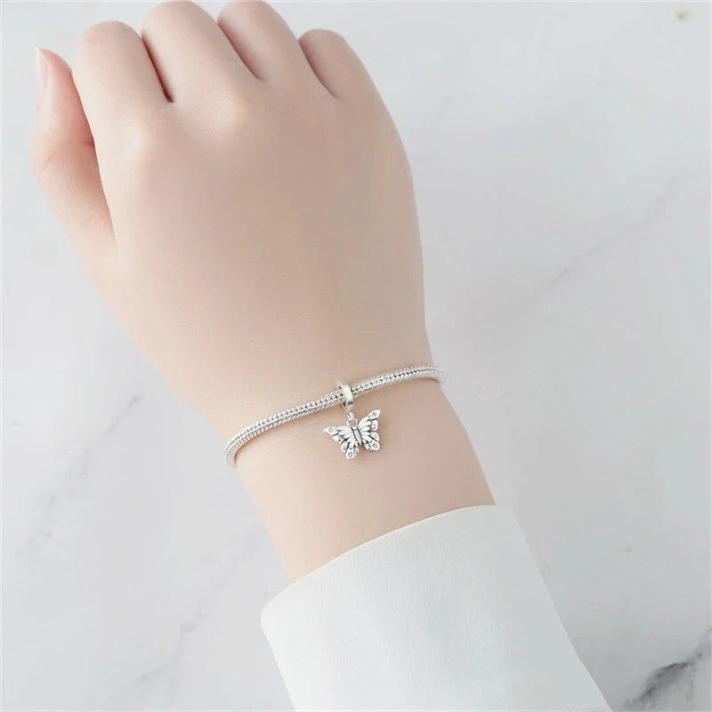 Plants Insects Charms Beads Real Copper Simple Butterfly Dangle Pendant Fit Fine Bracelet Diy Jewelry Gifts