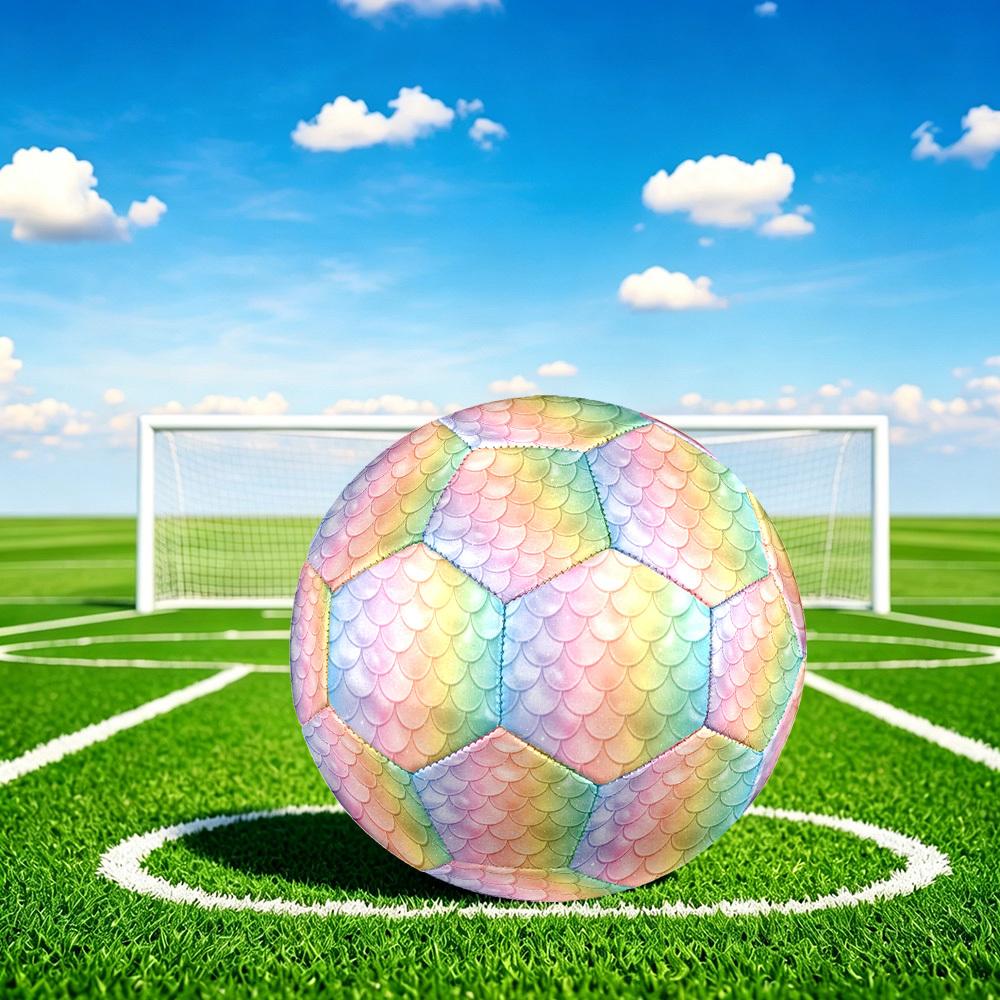 1pc Mermaid Scale Background Theme Soccer Ball Football, Size 5, Lightweight PVC, Outdoor Training Soccer Ball,Gift j61491