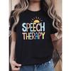 "SPEECH THERAPY" Women'S T-Shirt with Sun Print, Class Professional Top, Warm Style Short Sleeve, Professional Atmosphere T-Shirt