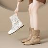 Krazing Pot Cow Split Leather Round Toe Size 43 Increaseing Summer Boots Fashion Hollow Decorations Buckle Summer Boots