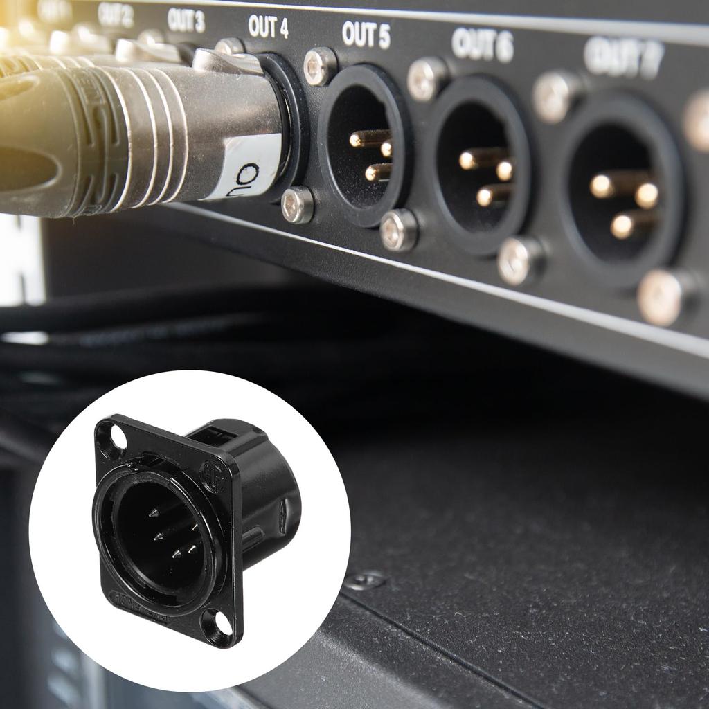 Uxcell 4-Piece Set XLR Male Jack Socket Microphone Adapter Panel Mount Connector for Mixer Power Amplifier Black