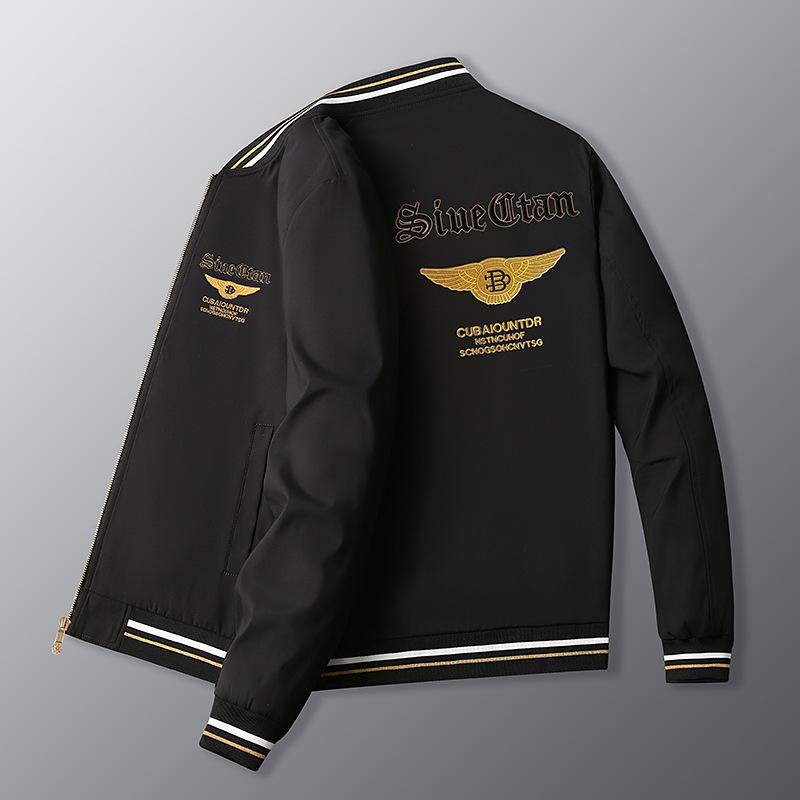 

Весна и осень Новая вышитая куртка-пилот для мужчин с длинным рукавом Корейская версия Тренд Молодежная мода M белый