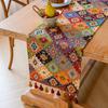 Bohemian Table Runner American Retro Polycotton Jacquard Tablecloth, Long Rectangular Farmhouse Dining Table Decor Bohemian Coffee Table Cover