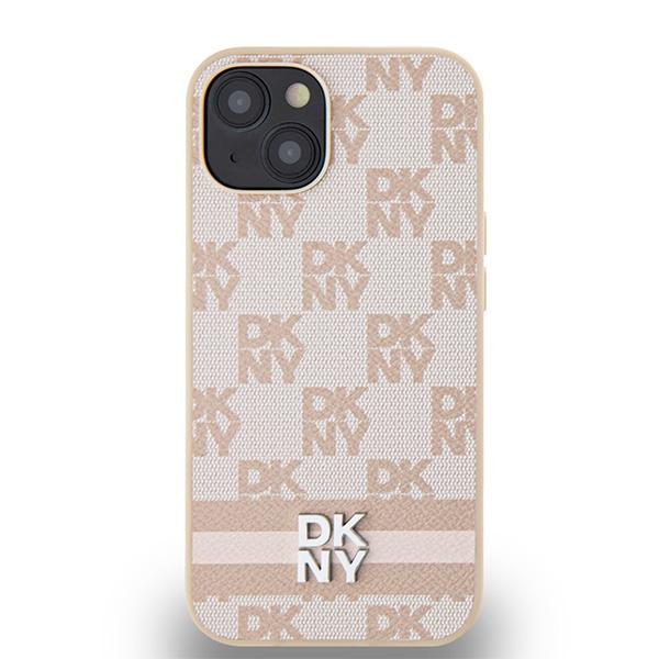 Dkny Dkhcp15Mpcptssp Iphone 15 Plus /14 Plus 6.7 Różowy/Pink Twarde Etui Skórzane Wzór Szachownicy Mono & Nadrukowane Paski