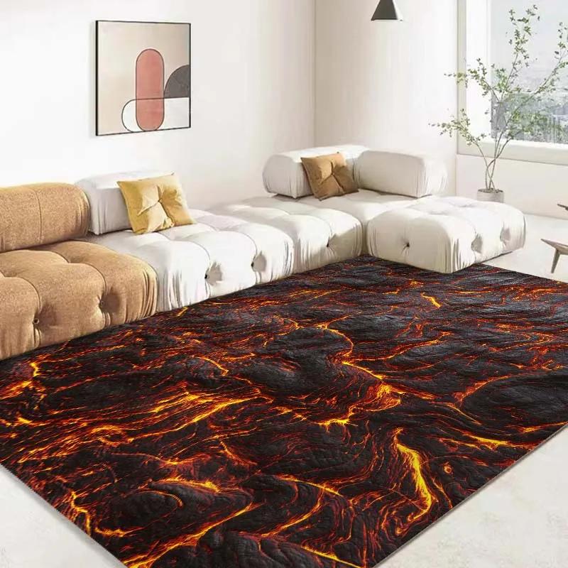 Tappeto Area Vulcanica Magma Lava 3D Tappeto Rosso Grande per Soggiorno Camera da Letto Divano Decorazione Casa Gioco Bambini Tappetino Antiscivolo