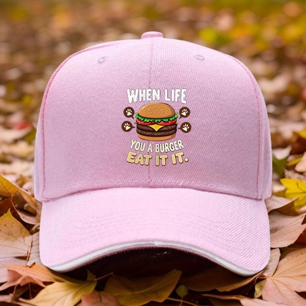 Burger Eat It Funny Quote Baseball Cap Cotton Adjustable Casual Black Hat for Unisex Women