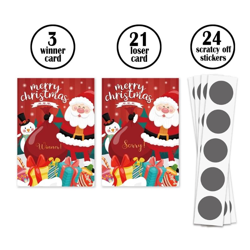 24 Stück/Set Festliches Partyspiel Rubbelkarten Überraschungs-Enthüllung für Weihnachtsfeiern