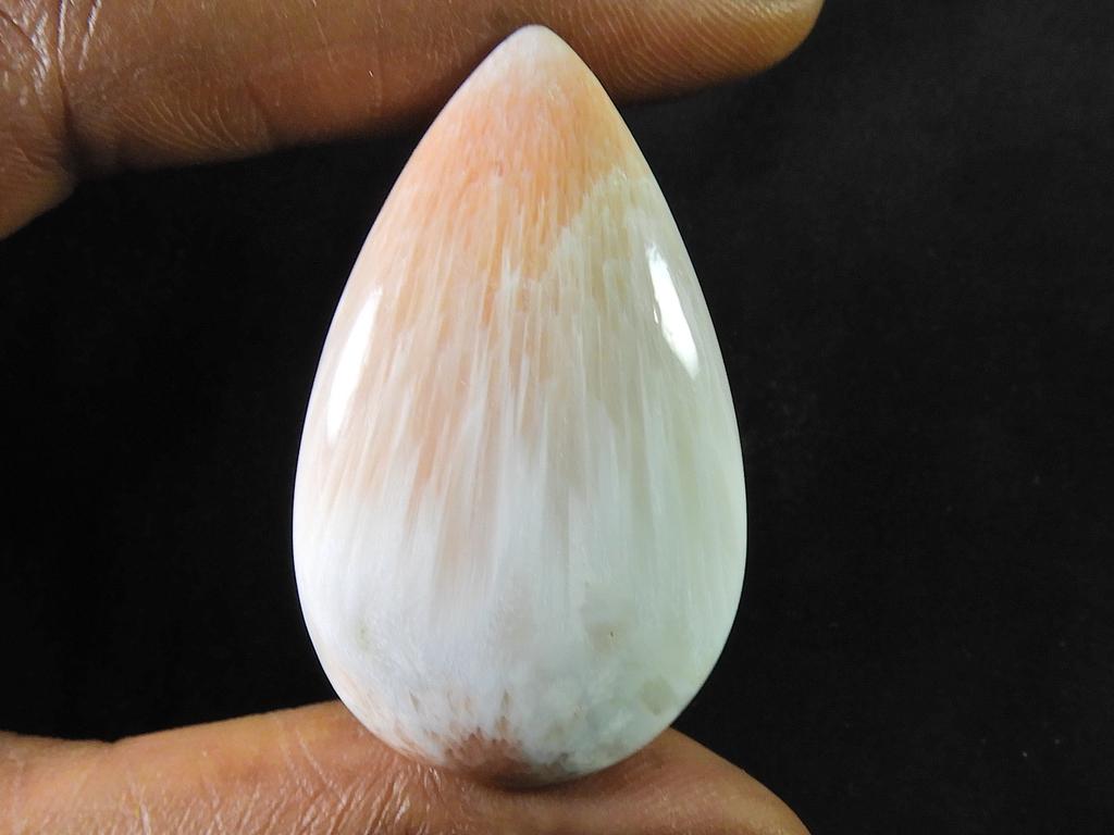 60Cts. Pink Scolocite Pear Healing Crystal Cabochon Loose Gemstone 28X45MM SK-2455