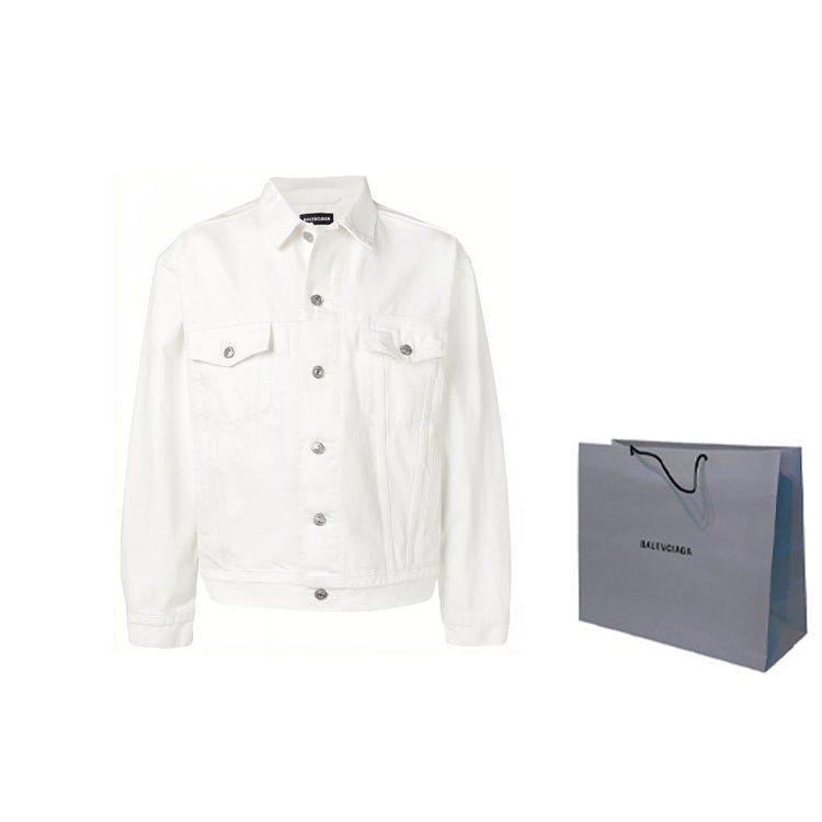 Balenciaga Men's Embroidered Logo Japanese Denim Jacket 571322TDW049765