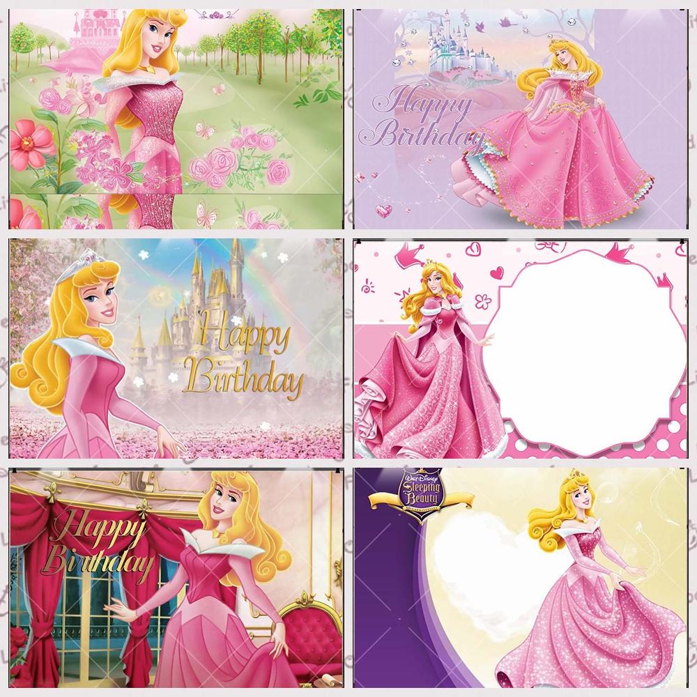 Princess Aurora Banner Background Customizable Text Kids Girls Birthday Gift Party Decoration Banner Background Kids Room Poster