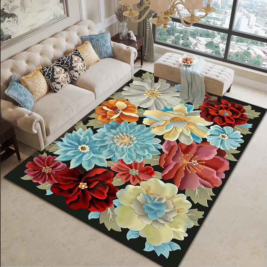 

Area Rugs Floor Carpet Mat 3D Colorful Floral Pattern Non Slip Print Floor Mat for Living Room Bedroom Kitchen Home Decor 40x60cm